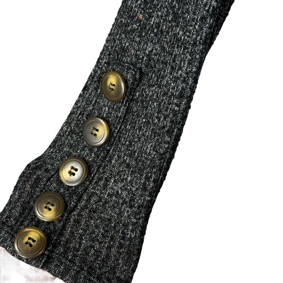 BKE X-Small Long Cardigan Sweater Jacket Pockets Open Front Stretch Black Marled - Picture 3 of 9